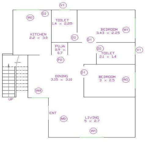 Draw the Plan, Cross section and elevation of a single stori